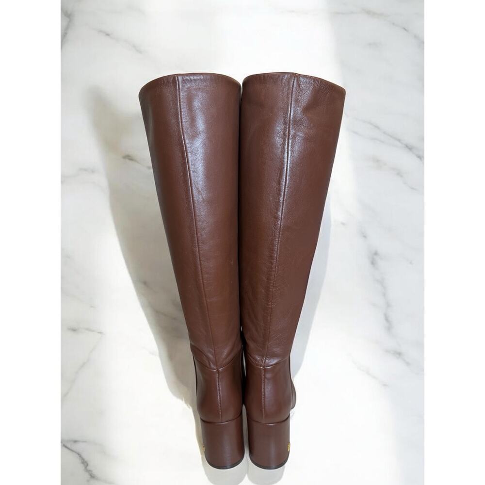Tory Burch Brown Leather Knee-High Boot Size 6.5B - Picture 6 of 10